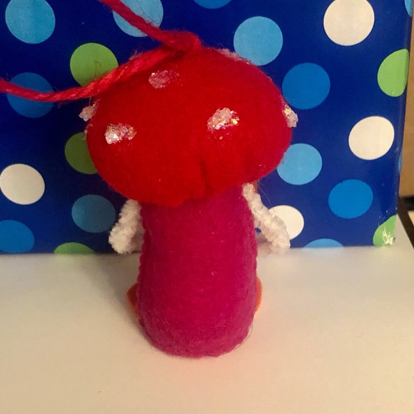 Gnome Ornament (Magenta with Orange Beard) hand-sewn - Picture 4 of 8